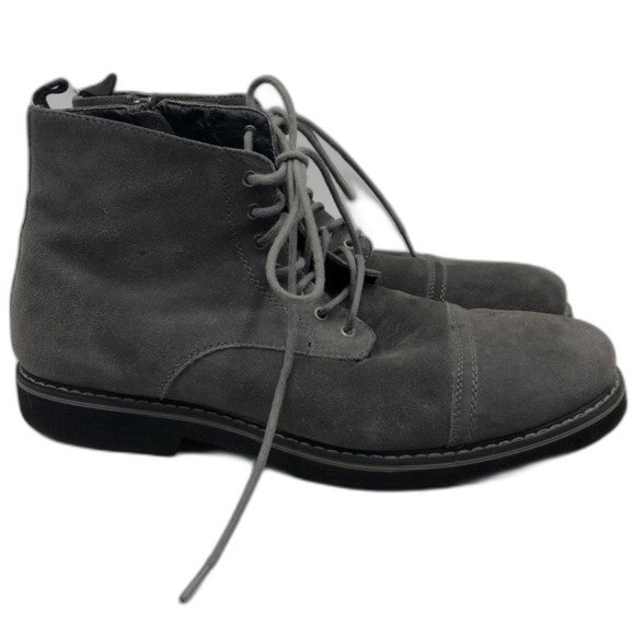 GBX Men's Gray Suede Leather Ankle Boots Cap Toe Yukka Side Zip 11M Footwear - Picture 3 of 15